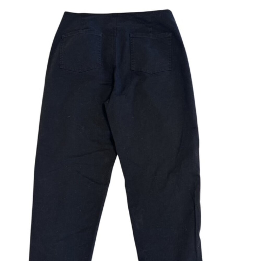 Eileen Fisher Tapered Ankle Pants w Pleats Size 10 Black Organic Cotton - Picture 3 of 9